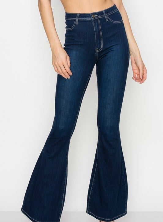 Dolly High Ride Flare Jeans (dark blue)