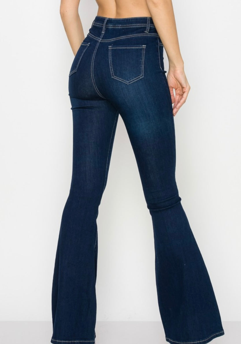 Dolly High Ride Flare Jeans (dark blue)