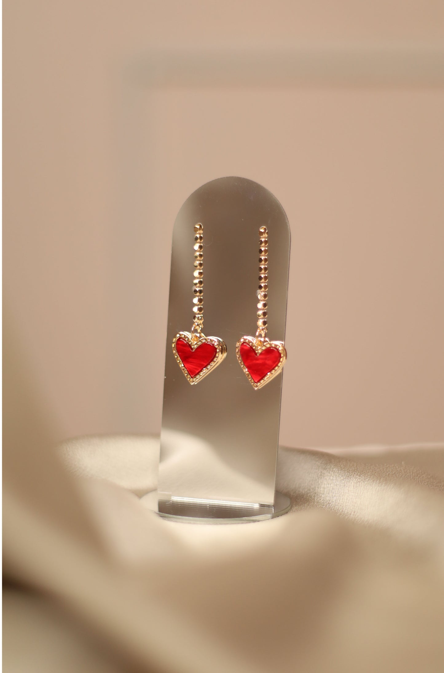 Be mine heart earrings red